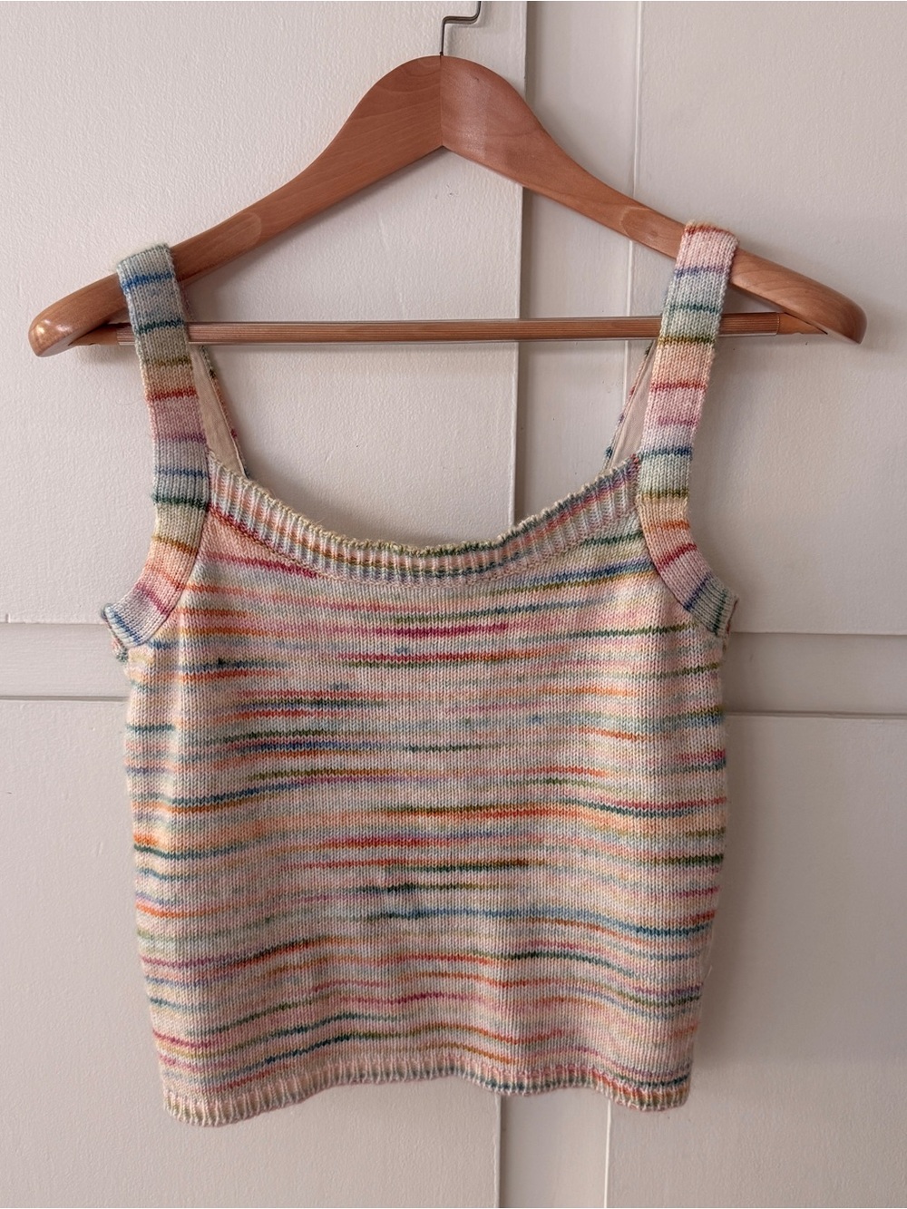Z Supply Crochet Knit Rainbow Striped Tank Top in Multicolor Size Large